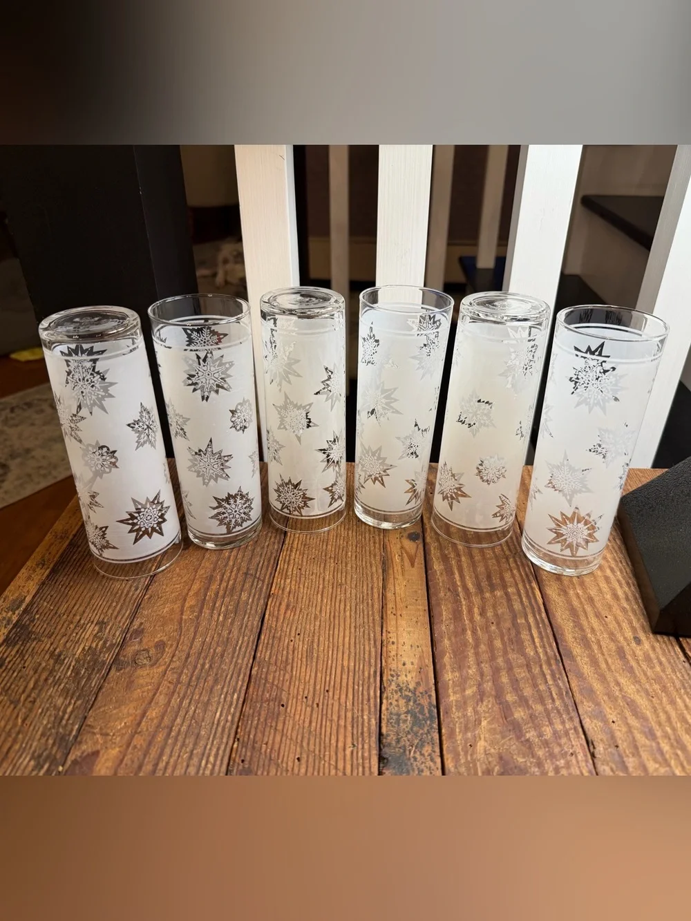 Set of (6) vintage MCM Federal Glass frosted 